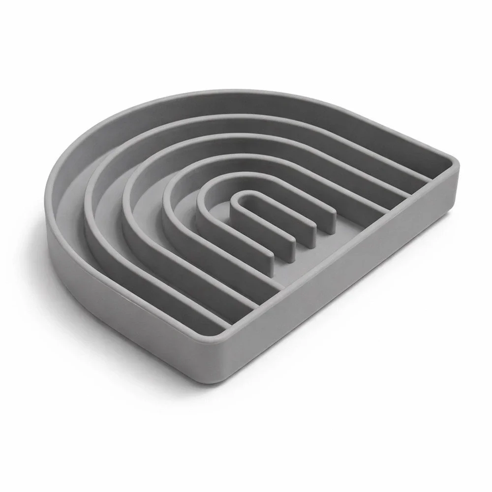 Pupwell Slow Feeder Gray Silicone Rainbow Enrichment Lick Mat Dog‎ Suction Cups